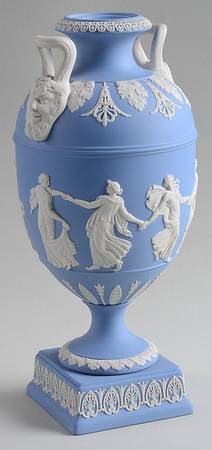 Cream Color on Lavender (Pale Blue) Jasperware Covered Vase No Lid