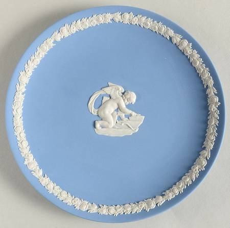 Cream Color on Lavender (Pale Blue) Jasperware Collector Plate