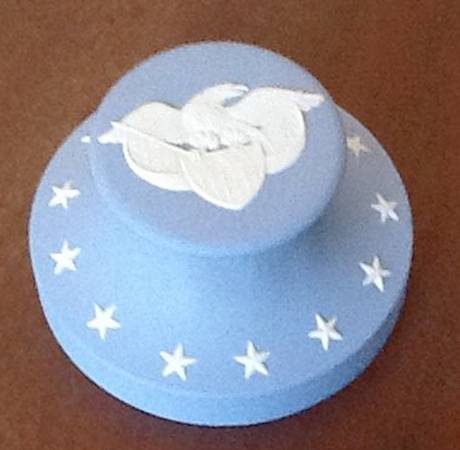 Cream Color on Lavender (Pale Blue) Jasperware Paperweight