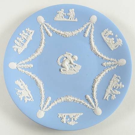 Cream Color on Lavender (Pale Blue) Jasperware Cupid Serving Plate