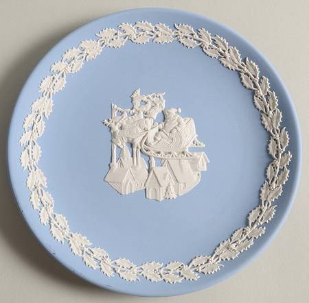 Cream Color on Lavender (Pale Blue) Jasperware Collector Plate
