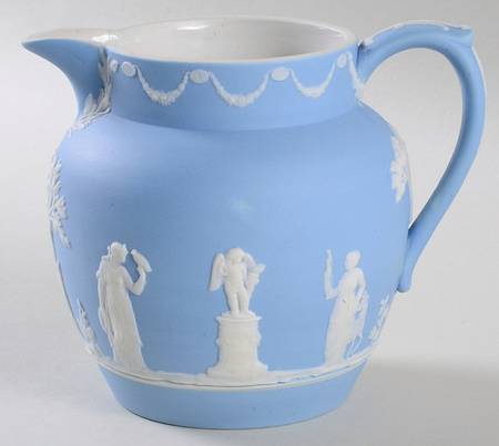 Cream Color on Lavender (Pale Blue) Jasperware 16 Oz Dutch Sacrifice Jug