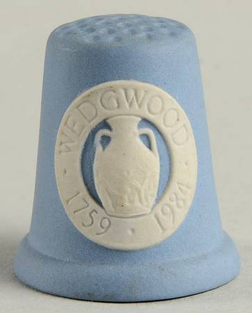 Cream Color on Lavender (Pale Blue) Jasperware Thimble