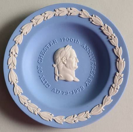 Cream Color on Lavender (Pale Blue) Jasperware Round Personality Tray