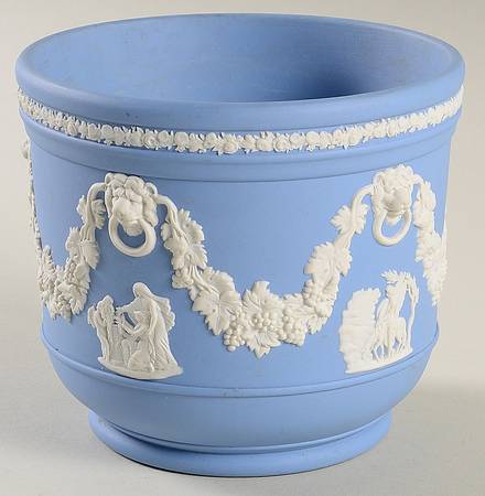 Cream Color on Lavender (Pale Blue) Jasperware 4" Jardiniere