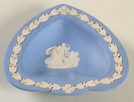 Cream Color on Lavender (Pale Blue) Jasperware Small Spade Shape Ashtray
