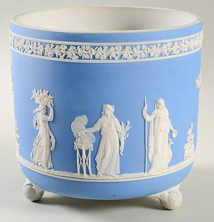 Cream Color on Lavender (Pale Blue) Jasperware 6" Imperial Jardiniere