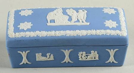 Cream Color on Lavender (Pale Blue) Jasperware Rectangular Box with Lid