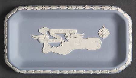 Cream Color on Lavender (Pale Blue) Jasperware 6" Oblong Tray