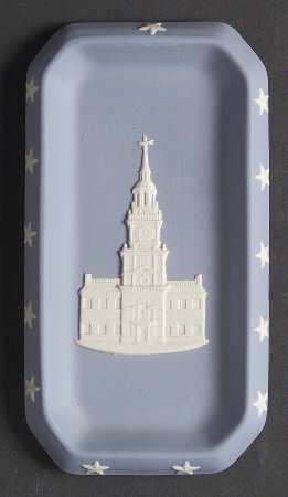 Cream Color on Lavender (Pale Blue) Jasperware 6" Oblong Tray