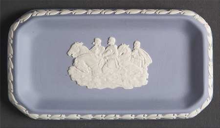 Cream Color on Lavender (Pale Blue) Jasperware 6" Oblong Tray