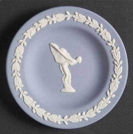 Cream Color on Lavender (Pale Blue) Jasperware 4" Round Tray