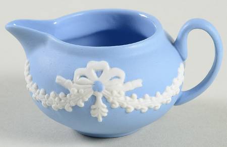 Cream Color on Lavender (Pale Blue) Jasperware Creamer-Miniature