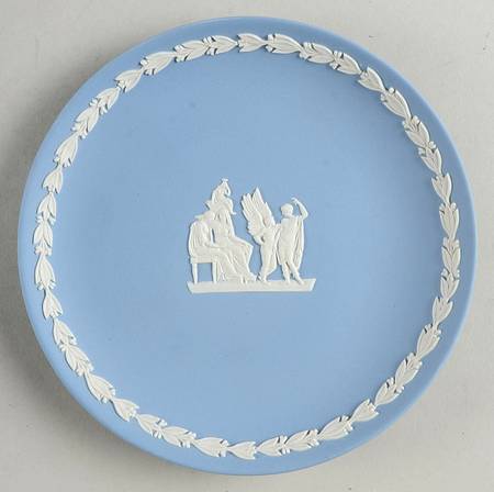 Cream Color on Lavender (Pale Blue) Jasperware Collector Plate