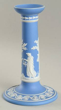 Cream Color on Lavender (Pale Blue) Jasperware 7" Candlestick