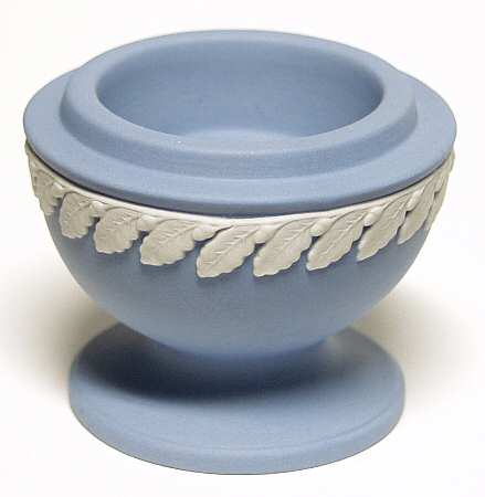 Cream Color on Lavender (Pale Blue) Jasperware Hurricane Votive, No Globe