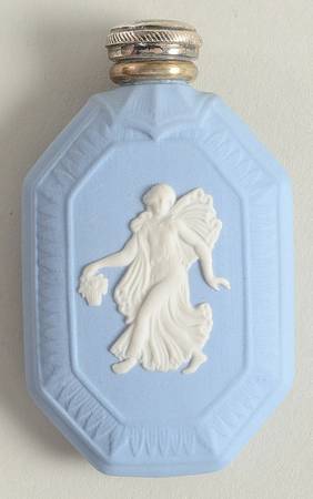 Cream Color on Lavender (Pale Blue) Jasperware Mini Perfume No Stopper