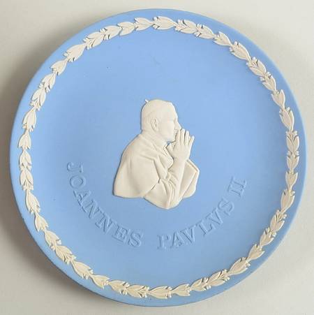 Cream Color on Lavender (Pale Blue) Jasperware Collector Plate