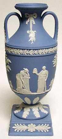 Cream Color on Lavender (Pale Blue) Jasperware Vase-Trophy