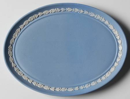 Cream Color on Lavender (Pale Blue) Jasperware 6" Oval Tray