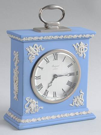 Cream Color on Lavender (Pale Blue) Jasperware Large Carriage Clock