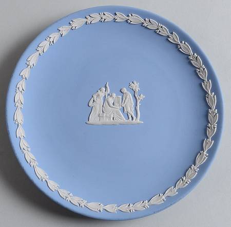 Cream Color on Lavender (Pale Blue) Jasperware Collector Plate