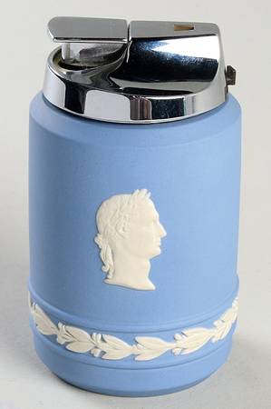 Cream Color on Lavender (Pale Blue) Jasperware Executive Cigarette Lighter