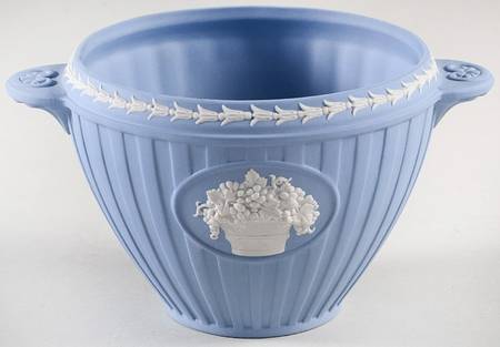 Cream Color on Lavender (Pale Blue) Jasperware Bacchus Bowl