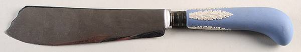 Cream Color on Lavender (Pale Blue) Jasperware Fish Serving Knife with Stainless Blade