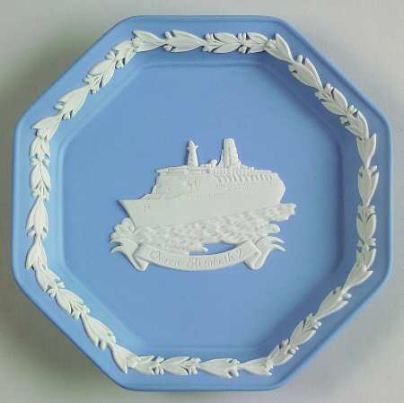 Cream Color on Lavender (Pale Blue) Jasperware Octagonal Tray