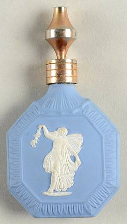 Cream Color on Lavender (Pale Blue) Jasperware Mini Perfume and Stopper