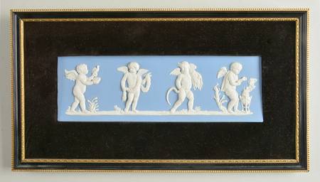 Cream Color on Lavender (Pale Blue) Jasperware Framed Plaque