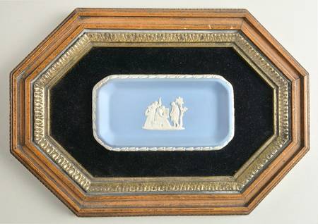 Cream Color on Lavender (Pale Blue) Jasperware Framed Plaque