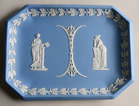 Cream Color on Lavender (Pale Blue) Jasperware 10" Comb Tray