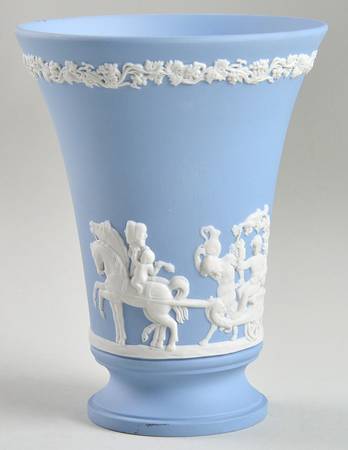Cream Color on Lavender (Pale Blue) Jasperware 6" Vase