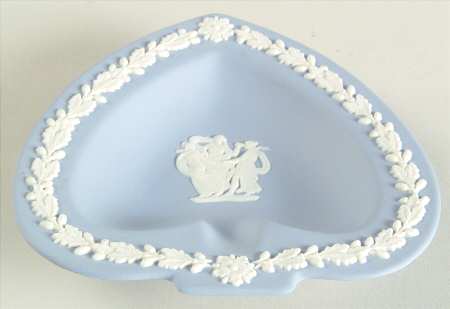 Cream Color on Lavender (Pale Blue) Jasperware Spade Shaped Tray