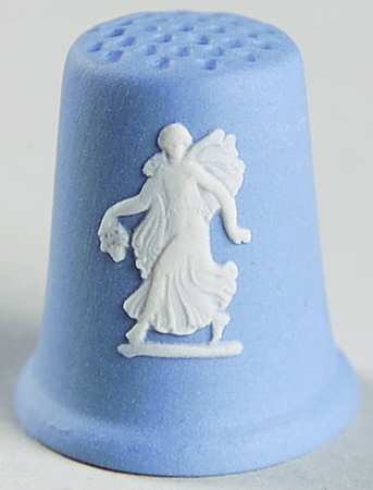 Cream Color on Lavender (Pale Blue) Jasperware Thimble