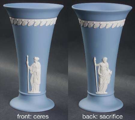 Cream Color on Lavender (Pale Blue) Jasperware 5" Vase