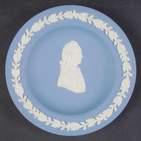 Cream Color on Lavender (Pale Blue) Jasperware Round Personality Tray