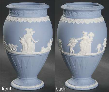 Cream Color on Lavender (Pale Blue) Jasperware Vase-Bountiful