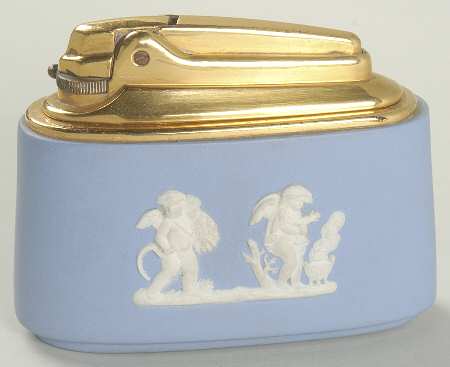 Cream Color on Lavender (Pale Blue) Jasperware Cigarette Lighter