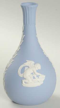 Cream Color on Lavender (Pale Blue) Jasperware Seasons Bud Vase