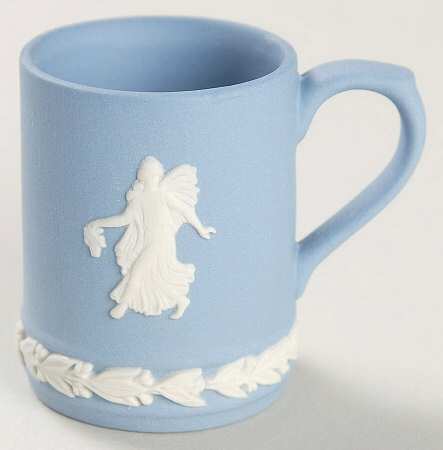 Cream Color on Lavender (Pale Blue) Jasperware Miniature Tankard