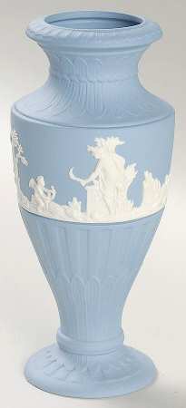 Cream Color on Lavender (Pale Blue) Jasperware 6" Fluted Vase