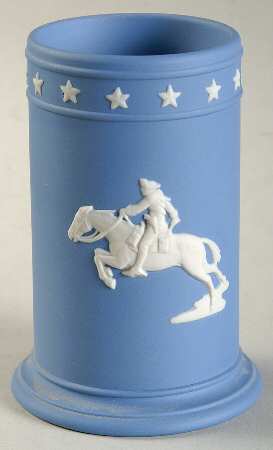 Cream Color on Lavender (Pale Blue) Jasperware 4" Spill Vase