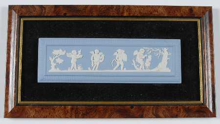Cream Color on Lavender (Pale Blue) Jasperware Framed Plaque