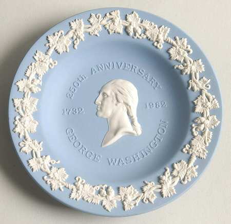 Cream Color on Lavender (Pale Blue) Jasperware Round Personality Tray