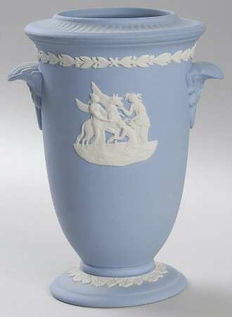 Cream Color on Lavender (Pale Blue) Jasperware Pomona Vase
