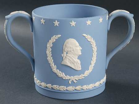 Cream Color on Lavender (Pale Blue) Jasperware Loving Mug