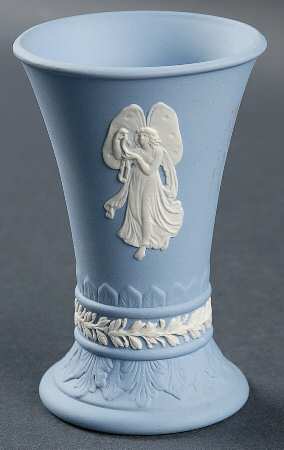 Cream Color on Lavender (Pale Blue) Jasperware 3" Bud Vase